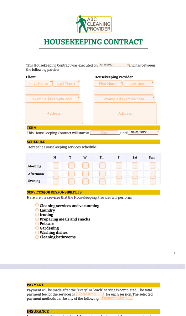 How To Get Cleaning Contracts With Offices JoncoWest   Housekeeping Contract Example 